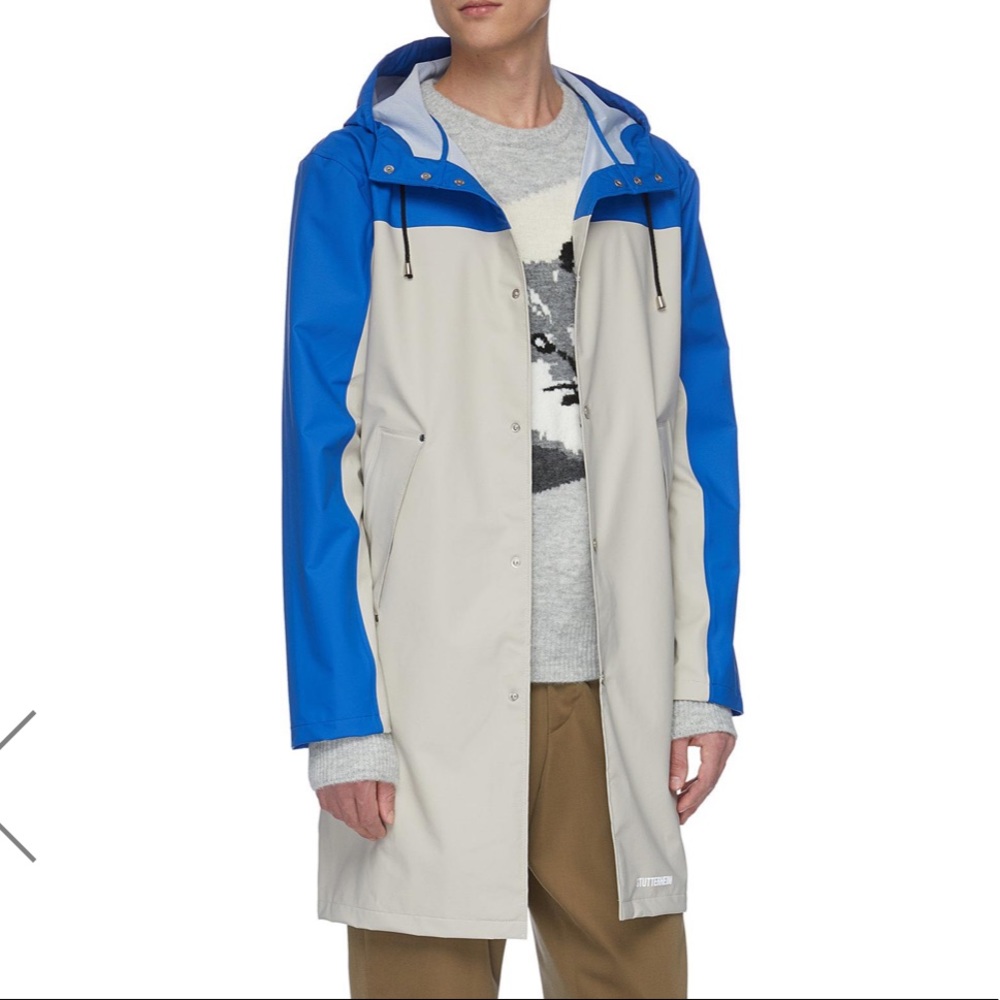 Stutterheim Blue and Light Gray Raincoat Jacket